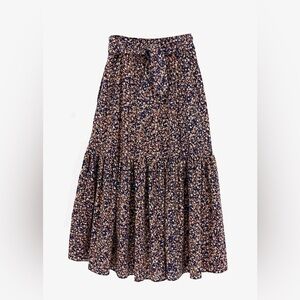 Mirth Bay Skirt In Bonfire Size S 100% Cotton NO BELT tiered Maxi Floral Skirt